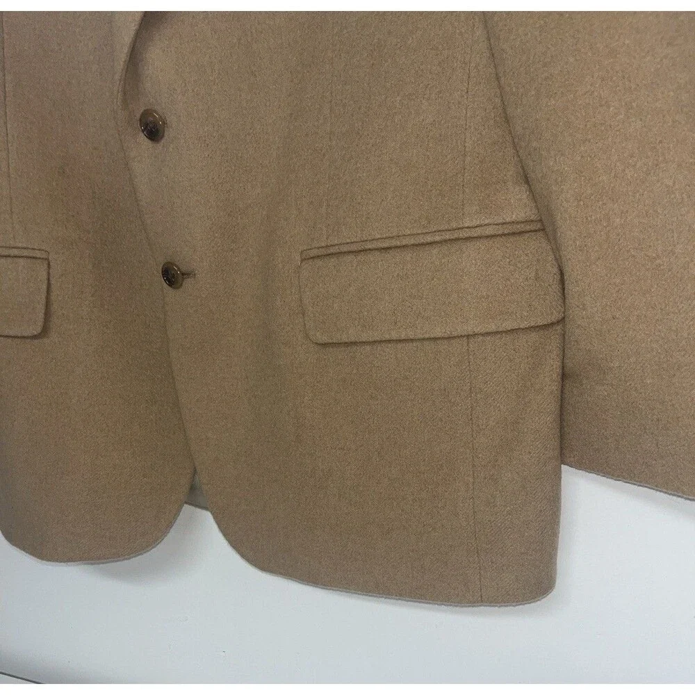 Club Room Mens 100% Camel Hair Blazer 42R Sport Coat Old Money Tan Quiet Luxury